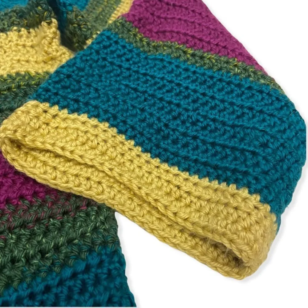 Chunky Hand-Knit Color Block Sweater - Picture 7 of 12
